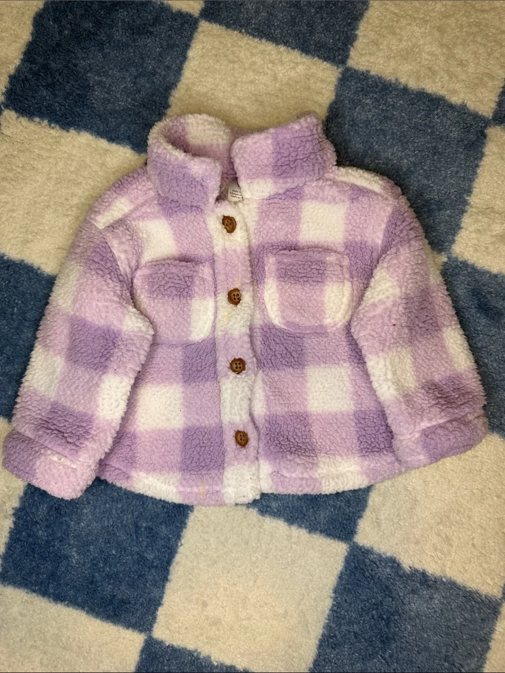 Carter's Lavender and White Plaid Sherpa Button Jacket